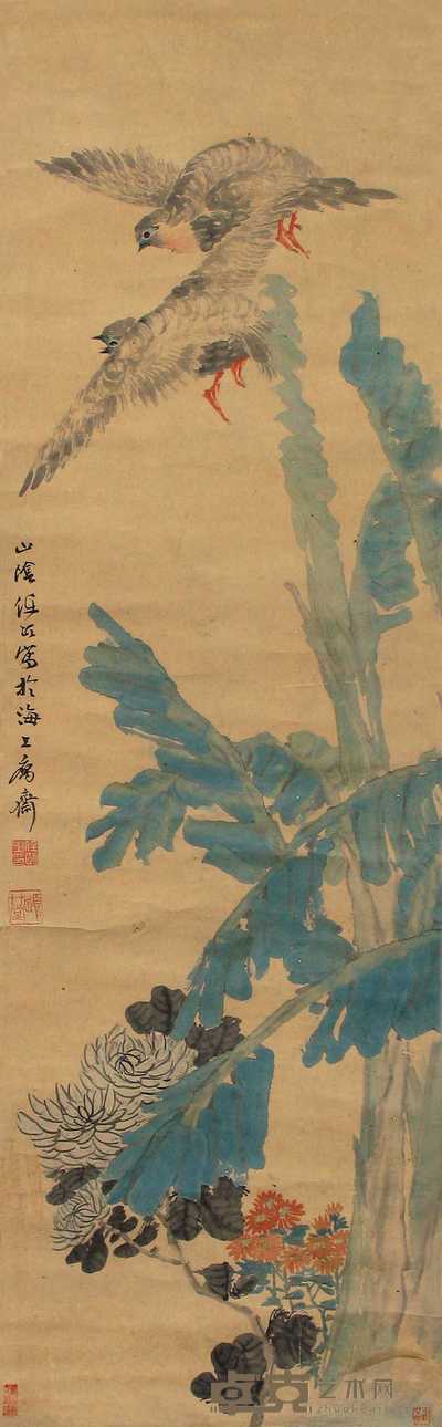 任颐 花鸟 立轴 120×37cm